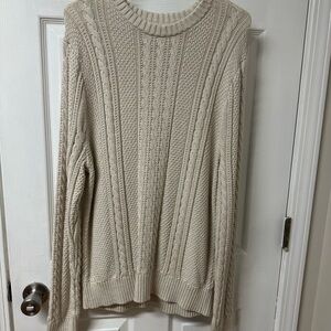 Men’s Cozy Cream Cable Knit Sweater